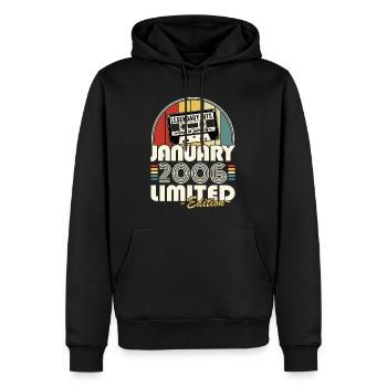 Retro-Geburtstagsgeschenk im Januar 2006 - Männer Premium Bio Hoodie - Schwarz - Vorne - Nico (187cm)