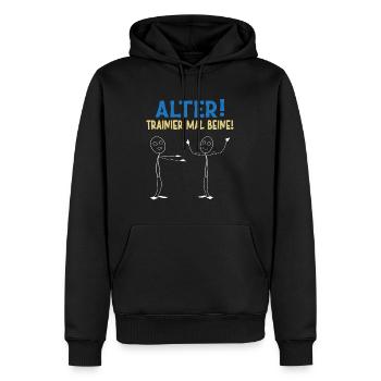 Stick Figure OLD TRAINER TIMES LEGS Drôle - Sweat à capuche Premium bio Homme - noir - Devant - Nico (187cm)