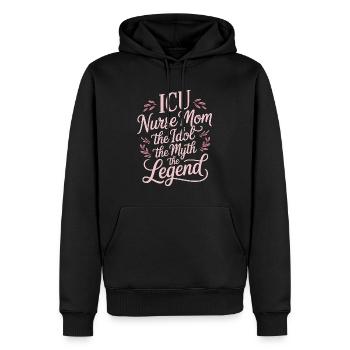 Infirmière en soins intensifs Maman L’idole Le mythe Infirmière diplômée - Sweat à capuche Premium bio Homme - noir - Devant - Nico (187cm)