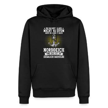 MER DU NORD TU NE PEUX PAS ACHETER LE BONHEUR MAIS APRÈS - Sweat à capuche Premium bio Homme - noir - Devant - Nico (187cm)