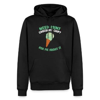 Cornet gaufré à la crème fraîche Menthe italienne - Sweat à capuche Premium bio Homme - noir - Devant - Nico (187cm)