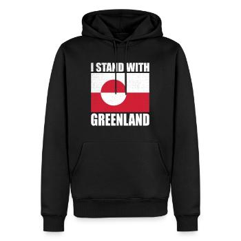 I Stand With Greenland Is Not For Sale - Männer Premium Bio Hoodie - Schwarz - Vorne - Nico (187cm)