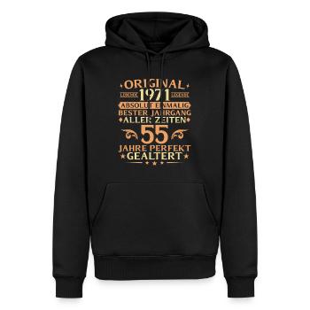 55 years perfectly aged vintage 1971 - Men’s Premium Organic Hoodie - black - Front - Nico (187cm)
