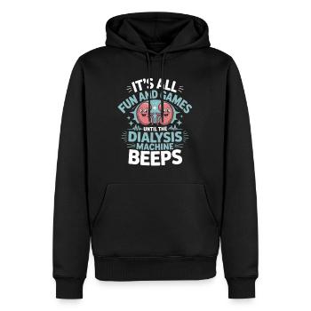 Spaß und Spiele bis zum Dialyse-Beep - Männer Premium Bio Hoodie - Schwarz - Vorne - Nico (187cm)
