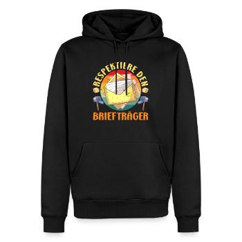 Parcel deliverers RESPECT THE POSTMAN LUSTIG - Men’s Premium Organic Hoodie - black - Front - Nico (187cm)