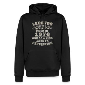 Cadeau du 50e anniversaire Mari Original février 1976 - Sweat à capuche Premium bio Homme - noir - Devant - Nico (187cm)