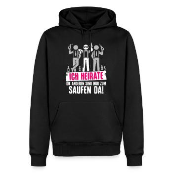 T-shirt du marié Enterrement de vie de garçon Garçons Enterrement de vie de garçon - Sweat à capuche Premium bio Homme - noir - Devant - Nico (187cm)