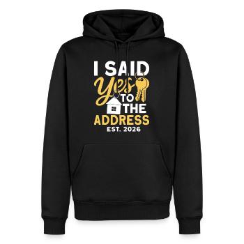 I Said Yes To The Address Est 2026 - Sweat à capuche Premium bio Homme - noir - Devant - Nico (187cm)