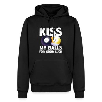Billiard Humor: Glückskugeln Duo - Männer Premium Bio Hoodie - Schwarz - Vorne - Nico (187cm)