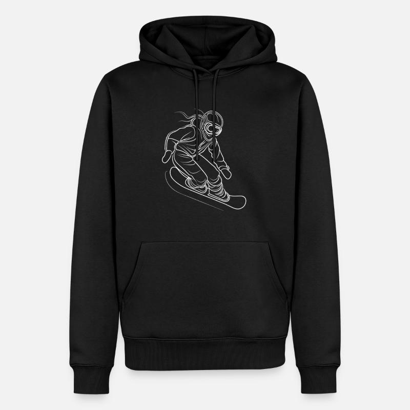 Art de lignes de snowboardeuse - Sweat à capuche Premium bio Homme - noir