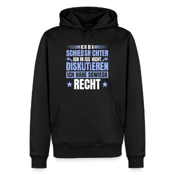 L’arbitre a raison de toute façon - Arbitre de football - Sweat à capuche Premium bio Homme - noir - Devant - Nico (187cm)