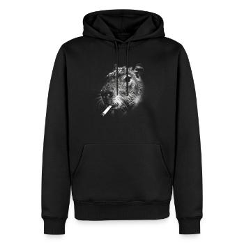 Fumer, cigarette, capybara, fumer une cigarette - Sweat à capuche Premium bio Homme - noir - Devant - Nico (187cm)