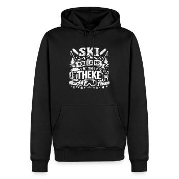 Skie plus tard au Theke | Après Ski - Sweat à capuche Premium bio Homme - noir - Devant - Nico (187cm)