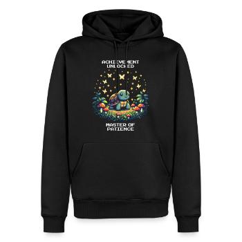 Patience Unlocked | Turtle - Men’s Premium Organic Hoodie - black - Front - Nico (187cm)