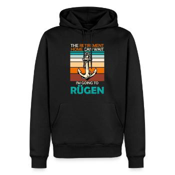 Retraités MAISON DE RETRAITE PEUT ATTENDRE : FERRY POUR RÜGEN - Sweat à capuche Premium bio Homme - noir - Devant - Nico (187cm)