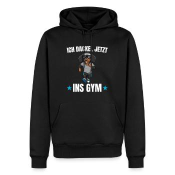 Workout Ich dackel jetzt ins Gym - Männer Premium Bio Hoodie - Schwarz - Vorne - Nico (187cm)