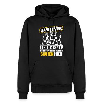 Déguisement de marié Enterrement de vie de garçon T-shirt Hommes Enterrement de vie de garçon - Sweat à capuche Premium bio Homme - noir - Devant - Nico (187cm)