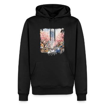 Osaka Aquarell, Osaka Japan - Männer Premium Bio Hoodie - Schwarz - Vorne - Nico (187cm)