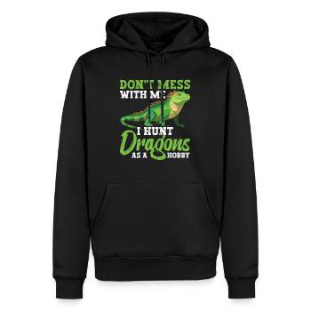 Équipement de chasseur de reptiles Lézard Tueur d’iguanes - Sweat à capuche Premium bio Homme - noir - Devant - Nico (187cm)