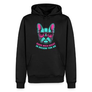 Ne me regarde pas sur ce ton, Bulldog - Sweat à capuche Premium bio Homme - noir - Devant - Nico (187cm)