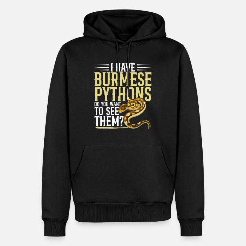 Burmesische Python HDE Schlangen-Stofftier-Reptil - Männer Premium Bio Hoodie - Schwarz