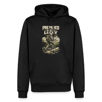 Préparateur Survivaliste Préparé bat Chance - Sweat à capuche Premium bio Homme - noir - Devant - Nico (187cm)