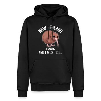 La Nouvelle-Zélande m’appelle et je dois y aller - Sweat à capuche Premium bio Homme - noir - Devant - Nico (187cm)
