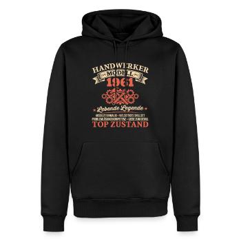 65. Geburtstag Handwerker Vintage 1961 Jahrgang - Männer Premium Bio Hoodie - Schwarz - Vorne - Nico (187cm)