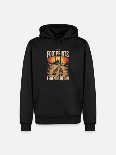 Berge Wandern Retro: Wo Legenden Beginnen - Männer Premium Bio Hoodie - Schwarz