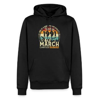 Cadeau du 35e anniversaire Mari Année Mars 1991 - Sweat à capuche Premium bio Homme - noir - Devant - Nico (187cm)