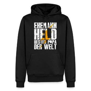 Mari Héros Meilleur Père du Monde - Sweat à capuche Premium bio Homme - noir - Devant - Nico (187cm)