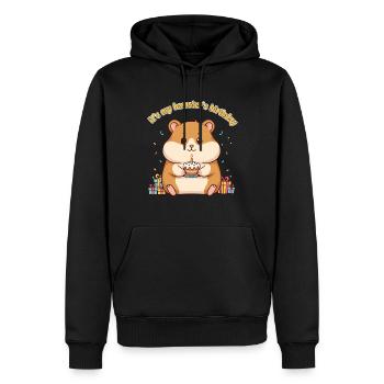 Funny Hamster Birthday Cake - Men’s Premium Organic Hoodie - black - Front - Nico (187cm)