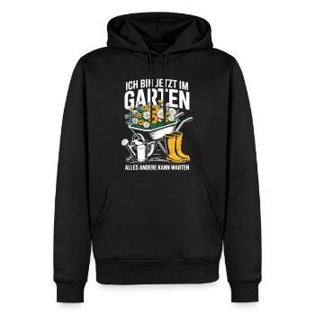 Chemise de jardinage Je suis dans le jardin maintenant - Sweat à capuche Premium bio Homme - noir - Devant - Nico (187cm)