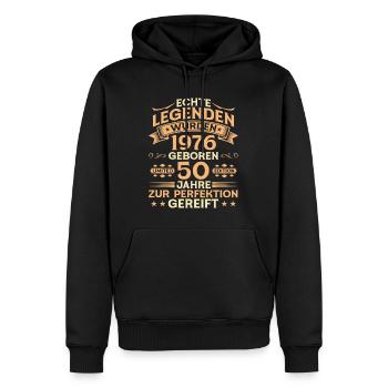 50th Birthday 1976 Vintage Legend Gift - Men’s Premium Organic Hoodie - black - Front - Nico (187cm)