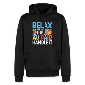 Nounou d’appréciation de la baby-sitter Au Pair - Sweat à capuche Premium bio Homme - noir - Devant - Nico (187cm)