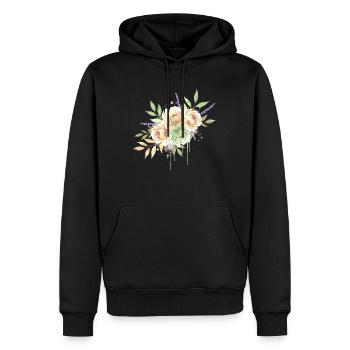 Bouquet floral aquarelle vintage - Sweat à capuche Premium bio Homme - noir - Devant - Nico (187cm)