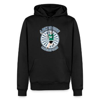 Joueur de crosse - Sweat à capuche Premium bio Homme - noir - Devant - Nico (187cm)
