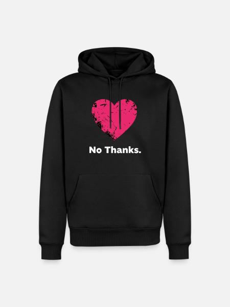 Nein Danke Herz - Männer Premium Bio Hoodie - Schwarz