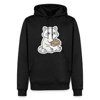 Motif de Donuts de raton laveur DONUTS - Sweat à capuche Premium bio Homme - noir - Devant - Nico (187cm)