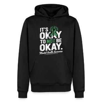 Sensibilisation à la santé mentale – C’est normal, pas acceptable - Sweat à capuche Premium bio Homme - noir - Devant - Nico (187cm)