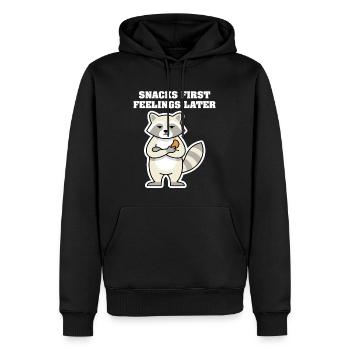 EN-CAS, PREMIERS SENTIMENTS PUIS RATON LAVEUR - Sweat à capuche Premium bio Homme - noir - Devant - Nico (187cm)