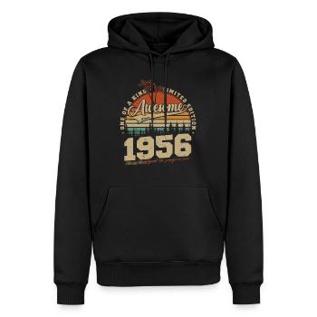 Cadeau d’anniversaire vintage vintage rétro de 1956 - Sweat à capuche Premium bio Homme - noir - Devant - Nico (187cm)