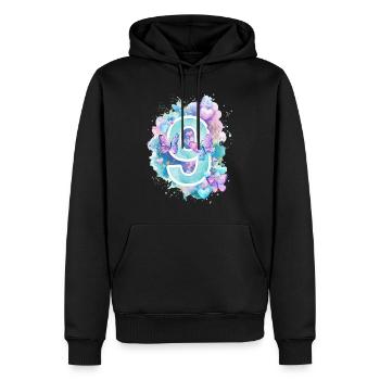 9e anniversaire Papillons Pastel Girl Neuf - Sweat à capuche Premium bio Homme - noir - Devant - Nico (187cm)