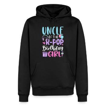 Oncle de la fille d’anniversaire de K Pop - Sweat à capuche Premium bio Homme - noir - Devant - Nico (187cm)