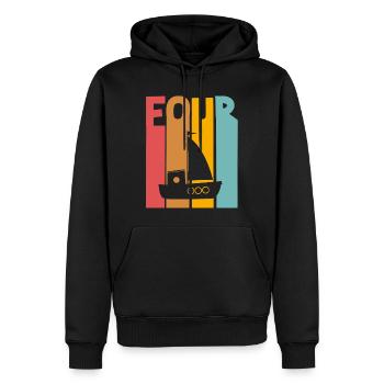 Voilier du 4e anniversaire - Sweat à capuche Premium bio Homme - noir - Devant - Nico (187cm)