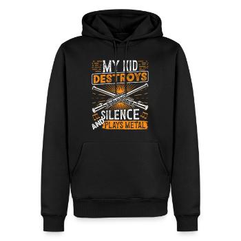 Piccolo jouant d’un orchestre d’instruments métal - Sweat à capuche Premium bio Homme - noir - Devant - Nico (187cm)