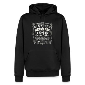 80. Geburtstag Geschenk Mann Oldtimer April1946 - Männer Premium Bio Hoodie - Schwarz - Vorne - Nico (187cm)