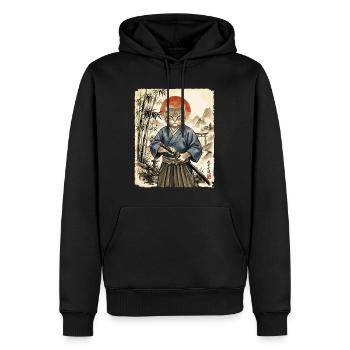 Samurai, Katze, Kater, Japanische Kunst, Anime - Männer Premium Bio Hoodie - Schwarz - Vorne - Nico (187cm)