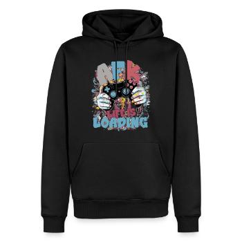 Life is Loading: Gaming Graffiti - Männer Premium Bio Hoodie - Schwarz - Vorne - Nico (187cm)