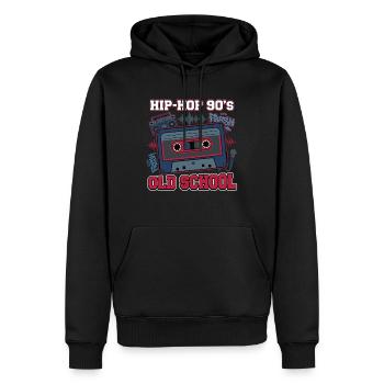 Hip Hop 90er Oldschool Kassette Retro - Männer Premium Bio Hoodie - Schwarz - Vorne - Nico (187cm)